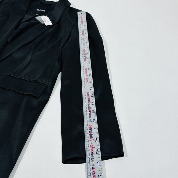 Madewelll Soft Satin Oversized One Button Blazer True Black Size 2 NWT $188 - Picture 12 of 12